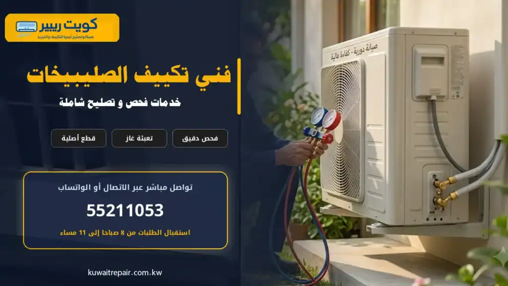 فني تكييف الصليبيخات يفحص مكيفا منزليا في الكويت